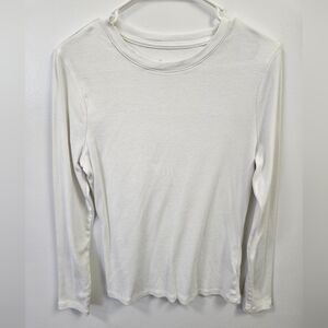 A New Day Womens Long Sleeve Ribbed Tee Shirt Medium White